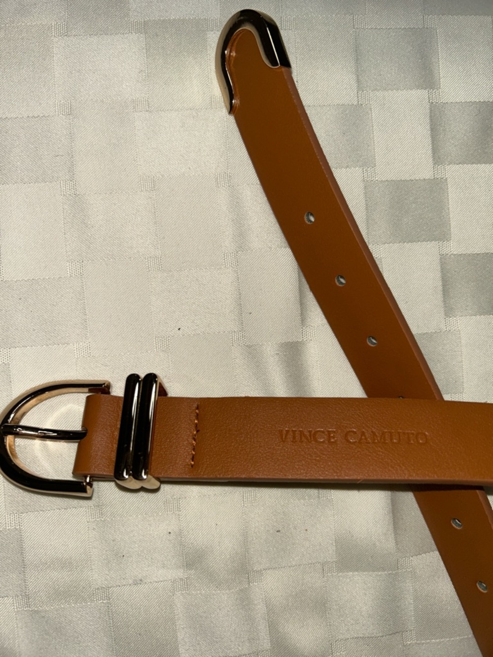 Vince Camuto Tan Belt with Gold Hardware